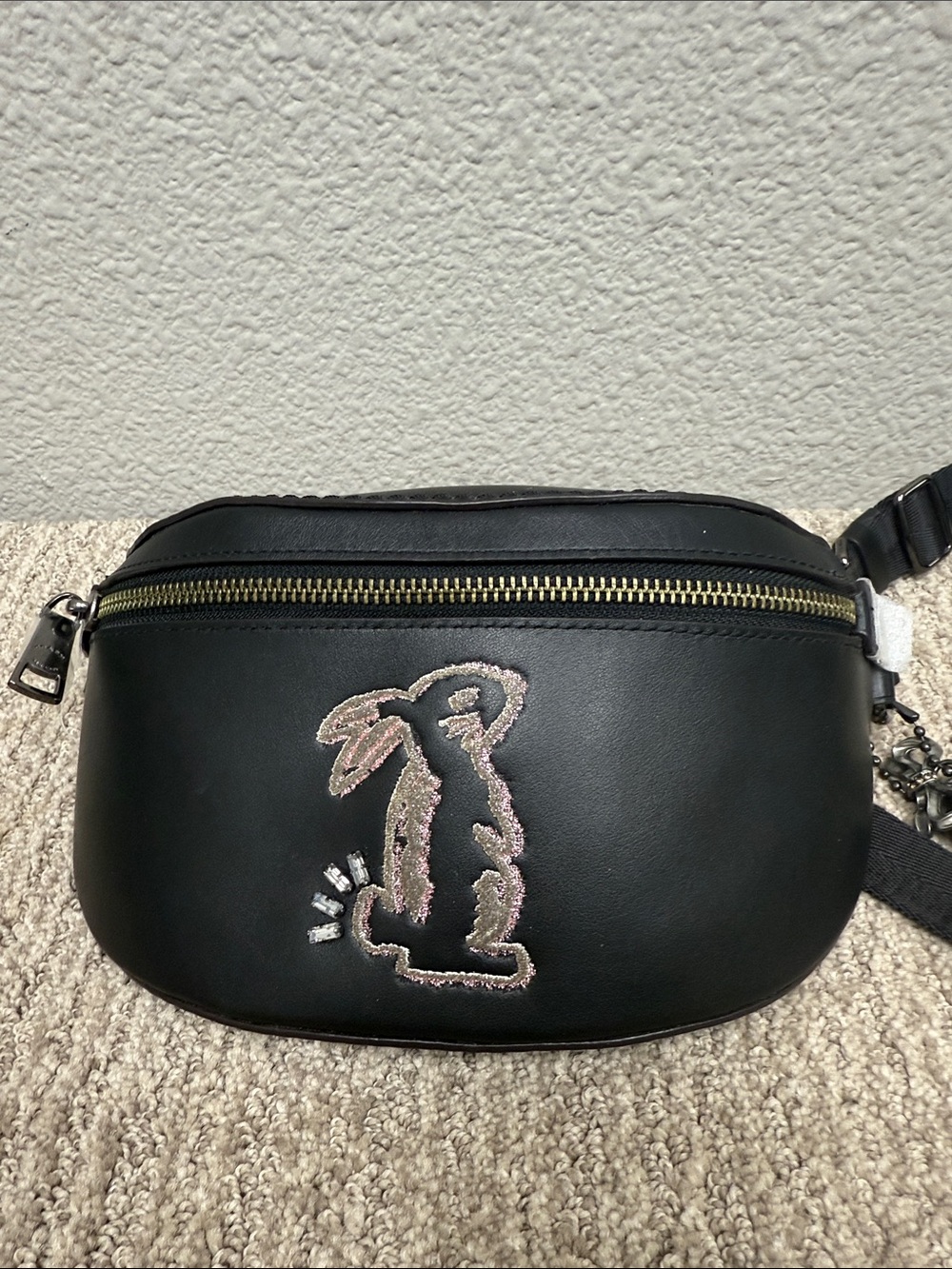 Coach Selena Gomez Black Leather Strap Bag with Signature Tags
